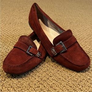 UGG Burgundy Maroon Crawford Suede Slip On Driving Shoe Loafers size 8.5